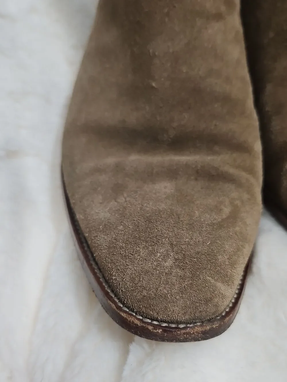 Saint Laurent Paris Wyatt Suede Chelsea Boots Men's 40.5 Tobacco Brown 443208